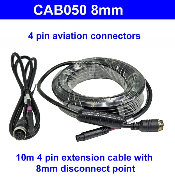 4 pin aviation style extension cable with 8mm disconnect point